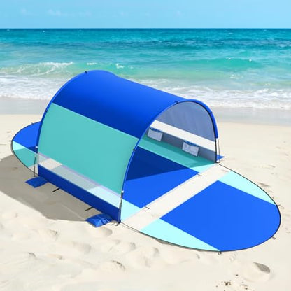 Beach Tent with Double Zippered Doors, Beach Tent Sun Shelter with UPF50+ UV Protection, Beach Canopy Portable Storage Bag for Beach Camping Fishing, for 3-4 People - size: 3-4 Person