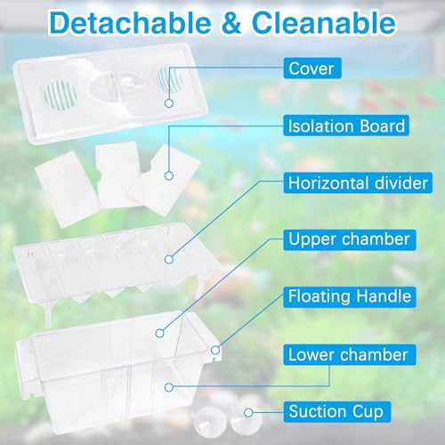 Fish Breeding Box - 4 Rooms HD Aquarium Breeder with Suction Cups, Baby Hatchery Acrylic Incubator Isolation Box, Artificial Plant for Guppy Hatchery - size: 4 Rooms