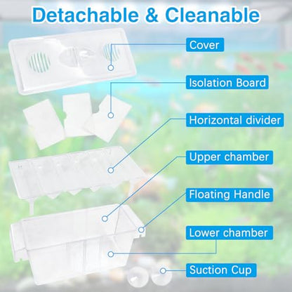 Fish Breeding Box - 4 Rooms HD Aquarium Breeder with Suction Cups, Baby Hatchery Acrylic Incubator Isolation Box, Artificial Plant for Guppy Hatchery - size: 4 Rooms