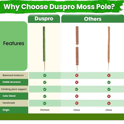 2 Pack 25’’ Mesh Moss Pole for Climbing Plants, Natural Moss Pole Monstera Plant Support, Real Moss Poles for Plants Indoor, Moss Stick for House Plants, Moss Stakes for Climbing Plants