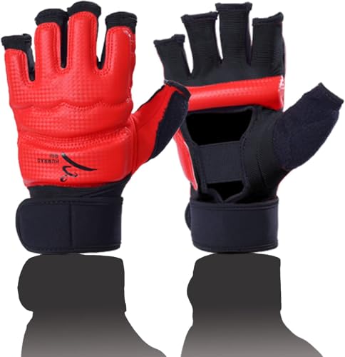 Kickboxing Sparring Gloves MMA Gloves Boxing Gloves for Men Women Kids Half Finger Punching Bag Gloves Fighting Gloves for Men Women Boxing Training - color: red, size: X-Small