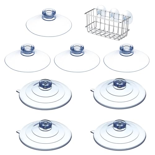 8 Pcs 2 Sizes Sponge Holder Suction Cup, 2 Inch and 2.5 Inch PVC Heavy Strength Large Clear Sucker Without Hooks Replacement Suction Cups for Sponge Holder, Kitchen