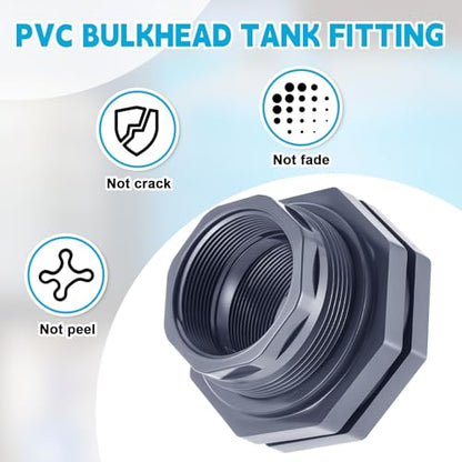 4 Pcs 3 Inch Bulkhead Fitting PVC Water Tank Connector Plumbing Pipe Threaded Bulkhead Fitting NPT for Rain Barrels, Water Tanks, Aquariums, Tubs, Pools - size: 3 Inch