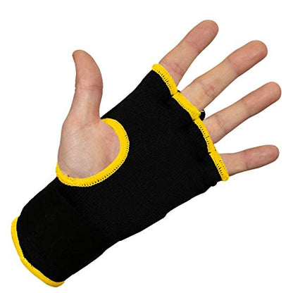 Title Boxing Attack Nitro Speed Wraps 2.0 - Boxing Wraps, Quick Wraps Boxing, Boxing Hand Wraps, Hand Wraps for Boxing Gloves, MMA Gloves, Wrist Wraps Boxing, Muay Thai Hand Wraps, Knuckle Protection - color: Black/Yellow, size: Large