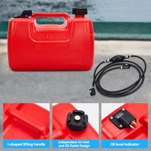 Marine Tank, 3 Gallon Marine Boat Transfer Tank with 9.8ft Hose, I-Shaped Handle, Easy to Carry for Outboard Engine Boats, Fishing Boat, Deck Boat,Yacht - size: 12L