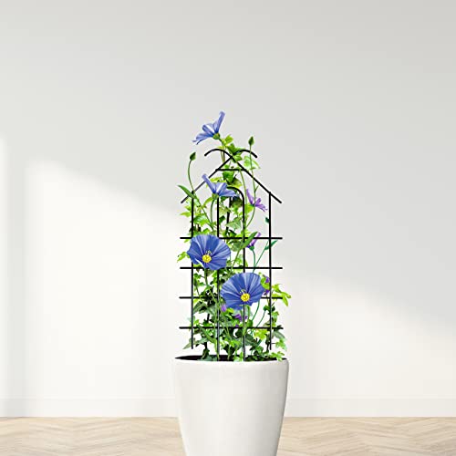32" Metal Garden Trellis for Climbing Plants, 4 Pack Plant Trellis for Potted Plants, Indoor Outdoor Black Trellis for Vines, Flowers, Cucumbers, 13.4" Wide - size: 32 inch
