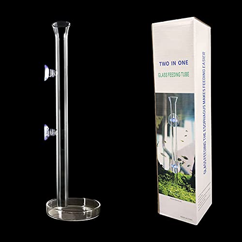 200MM Aquarium Shrimp Feeding Tube and Dish Tube Glass Fish Feeder Tube with Glass Bowl and Suction Cups for Fish Tank Aquarium Shrimp Fish Dish