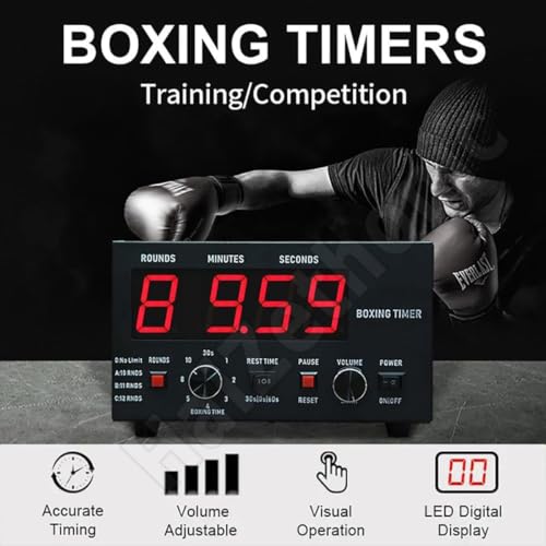Professional Gym Interval Timer,Classic Boxing Round Timer,with Adjustable Buzzer Alarm,with LED Display,Selectable Training Time & Cycle Repetitions Green - color: Green