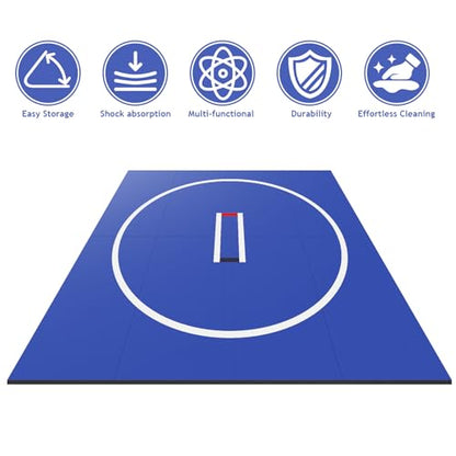 Generic 3M X 3M Wrestling Mats Jiu Jitsu Training Mat Wear Resist Folding Exercise Mat Anti-Slip Multi-Functional Training Blankets for Grappling Martial Art Boxing Judo