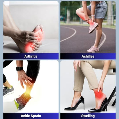 Ankle Hot/Cold Wrap - Gel Ice Pack for Pain Relief, Achilles Tendonitis, Top of Foot and Heel, Sprained Ankle