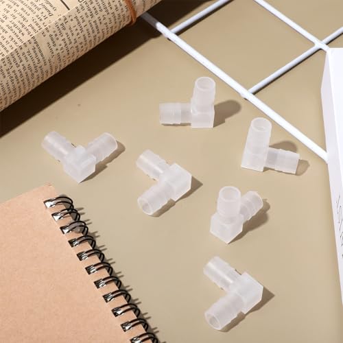 6 PCS 3/8” Hose Id 90 Degree Elbow Barb Fitting, Plastic Hose Barb 90 Degree Elbow L Fitting 2 Way Equal Barbed Joint Splicer Mender Union Adapter for Boat Aquarium