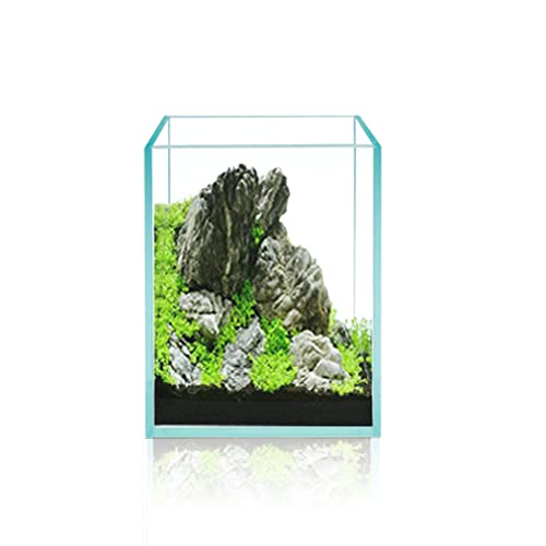 Nano Tall Rimless Frameless Extra Clear Glass Aquarium, Low Iron Glass Tank, 5mm Glass, White Leveling Mat Included, w/Lids Options - size: 5 GAL 9.8x9.8x11.8 in