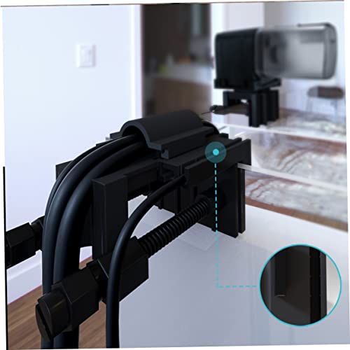 LIOOBO Multifunctional Acrylic Pipe Holder for Fish Tanks Water Filter Holder Clip Easy to Install Space-Saving Design Black