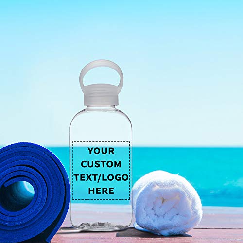 DISCOUNT PROMOS 50 Beau Water Bottles with Handle Set, 20 oz. - Customizable Text, Logo - Flexi-Grip, Plastic, Drinkware - Clear - color: - Custom - Clear, size: 50 bottles