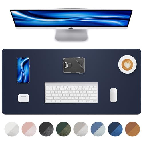 AFIING Desk Pad Protector 23.6" x 13.7" - Non-Slip Waterproof PU Leather Desk Mat for Mouse, Keyboard, Laptop, Office and Home Workspace (Midnight Blue) - color: Midnight Blue, size: 23.6" x 13.7"