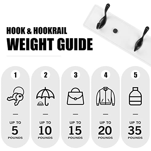 Badiano Heavy Duty Wooden Coat Rack, Black Hook White Board, 14 Inch - color: WhiteBlack, size: 3 Hooks