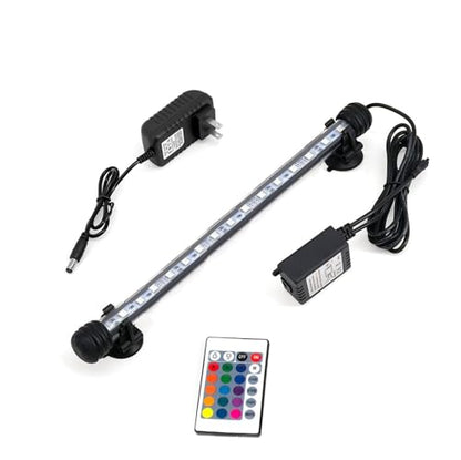 11inch RGB Aquarium Lights, Underwater Fish Tank Lights IP68 Waterproof Color Changing Adjustable Memory Submersible Remote Control Aquarium Tank Sucker Hood Strip Lamp Waterfall Lights - size: 11 Inch