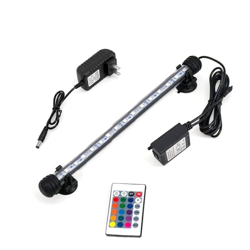 11inch RGB Aquarium Lights, Underwater Fish Tank Lights IP68 Waterproof Color Changing Adjustable Memory Submersible Remote Control Aquarium Tank Sucker Hood Strip Lamp Waterfall Lights - size: 11 Inch
