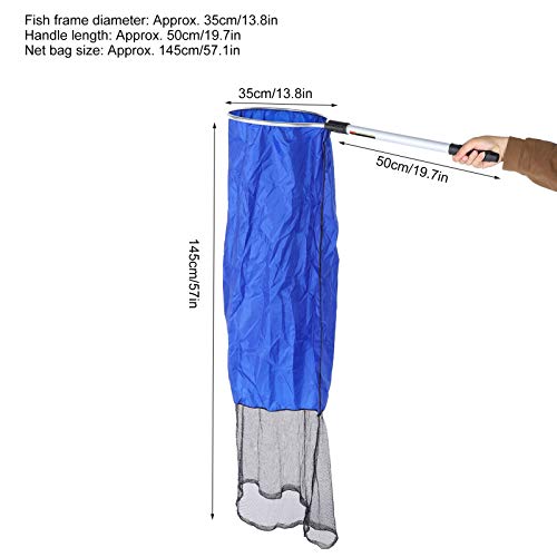 Fishing Net, Aquarium Soft Fishing Net Long Knotless Netting Koi Tansfer Mesh for Medium Large Fish(Diameter 35CM Handle 50CM) - size: Diameter 35CM, handle 50CM