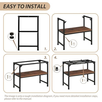 10-20 Gallon Fish Tank Stand, Metal Aquarium Stand with Adjustable Non-Slip Foot and Wooden Shelf, Reptile Tank Stand Easy to Assemble for Home Office, Firm and Steady(Tank not Included) - color: BLACK-01