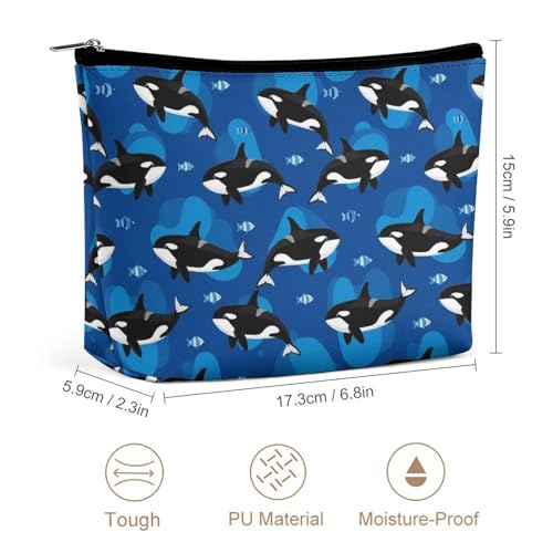 Supdreamc Women GirlGirls Make Up Bag Pouch for Toiletry Jewelry Trip, Large Capacity Travel Makeup Train Case Multifunction Travel Bag Waterproof Luggage Pouch (Ocean Sea Orca Killer Whale) - color: Pattern 439
