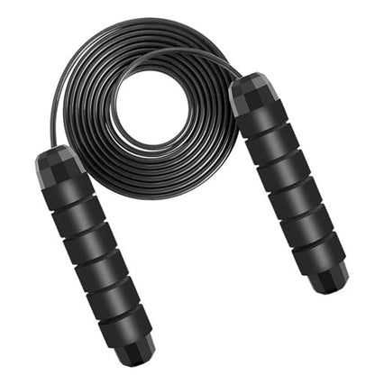Jump Rope, Adjustable Jump Ropes for Fitness for Women Men and Kids Tangle-Free Rapid Speed Jumping Rope Cable with Ball Bearings Exercise&Slim Body at Home School Gym - color: Black