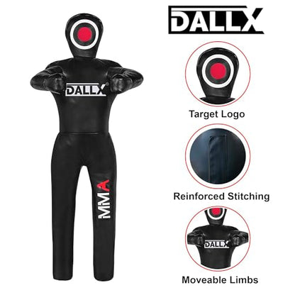 DALLX MMA Grappling Dummy for Judo Karate Throwing Brazilin JIU Jitsu Wrestling Submission Punching Bag for Self Defense Fitness Training Dummy – UNFILLED - size: 5FT