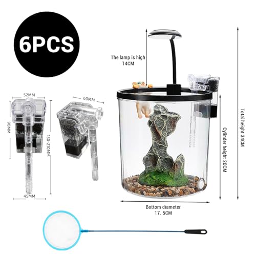 GarveeLife 1.5 Gallon Small Fish Tank, Betta Fish Tank kit with LED Light, Oxygen Generator, Fish Tank Starter Kits for Beta,Goldfish
