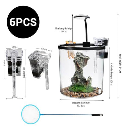 GarveeLife 1.5 Gallon Small Fish Tank, Betta Fish Tank kit with LED Light, Oxygen Generator, Fish Tank Starter Kits for Beta,Goldfish