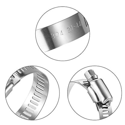 LOKMAN 20 Pack Stainless Steel Hose Clamp Adjustable 1-1/4'' - 2-1/4'' (33-57mm) Worm Gear Hose Clamp, Metal Fuel Line Pipe Clamp for Plumbing, Automotive And Mechanical Application - size: 33-57mm