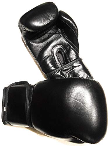 Top Grade Leather Boxing Gloves for Men and Women - Muay Thai Training Kickboxing Fighting Multi Layer Foam Sparring Gloves - Safety Strap Boxing Gloves with Black Palm 20oz, 22oz, 24oz - size: 24oz
