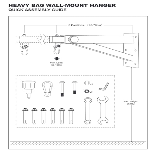 Heavy Bag Mount Wall Boxing Bag Hanger, Adjustable Punching Bag Mount, Heavy Duty Boxing Bag Bracket for Home Gym & Training