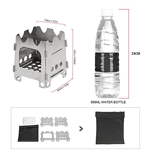 Lixada Camping Wood Stove Folding Lightweight Stainless Steel Wood Burning Stove Portable Backpacking Alcohol Stove for Outdoor Camping Hiking Picnic BBQ Picnic Hunting