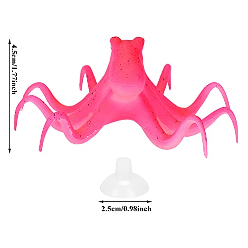 Fydun Aquarium, Ornaments Decoration Fish e Ornament Artificial Silicone Fluorescent Simulation Octopus with Suction Cup Green (Red)