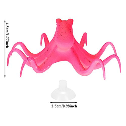 Fydun Aquarium, Ornaments Decoration Fish e Ornament Artificial Silicone Fluorescent Simulation Octopus with Suction Cup Green (Red)