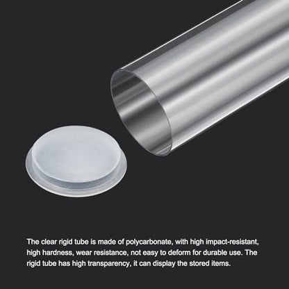 PATIKIL 5.9"L x 1.7"Dia Clear Storage Tubes, 2Pcs PC Plastic Transparent Hollow Round Rigid Tube with Cap for Beads Bath Salt Container Wedding Party Favors