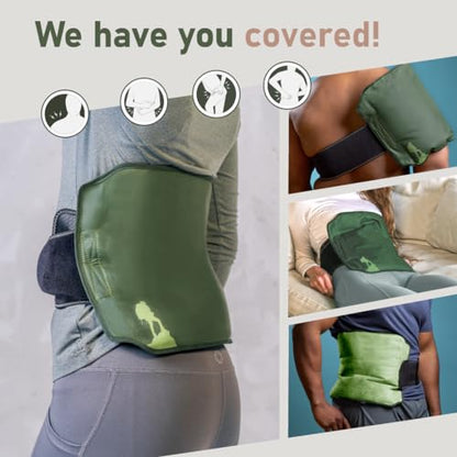 Large Gel Ice Pack Wrap with Straps, Stretchable 12" x 15" | Hot and cold gel ice pack for pain relief, tennis elbow, ankle, foot & hand, with straps hold pack securely in place, green - size: Large, style: Green