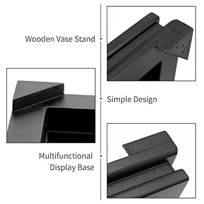 MDEOOSKY Wooden Display Stand Rectangle Wood Display Base Display Risers Rectangle Vase Riser Teapot Aquarium Lamp Base Home Decoration 7.68" W x 6.29" D x 1.69" H (Black)