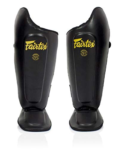 Fairtex SP8 Lightweight Durable Shin Guards, Expanded Side Protection Pads - color: Black, size: Small