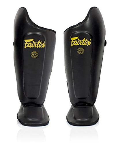 Fairtex SP8 Lightweight Durable Shin Guards, Expanded Side Protection Pads - color: Black, size: X-Large