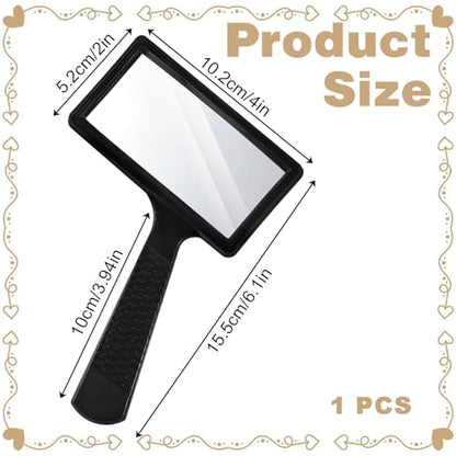 Rectangular 10x Magnifying Glass, 4x2in Hand Held Magnifying Glass, Handheld Magnifier for Reading Observation Hobbies Repair (Large Horizontal Viewing Area)