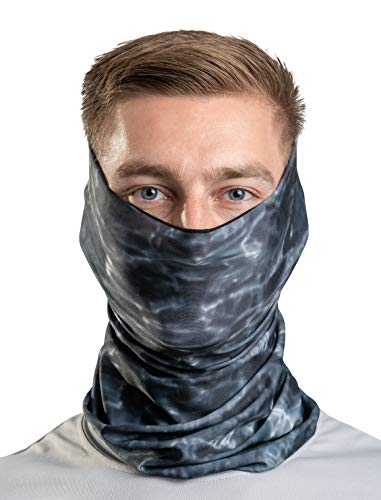 Aqua Design Fishing Hunting Masks Neck Gaiter: Men and Youth UPF 50+ Sun Mask Protection: Camo Face Cover Balaclava Bandana - color: Black Water, size: X-Small