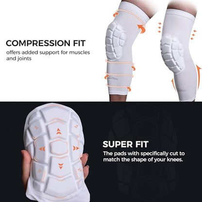 COOLOMG Football Knee Pads Wrestling Basketball Volleyball Youth Kids Adult | Protective Knee Compression Sleeves - color: Black, size: X-Large