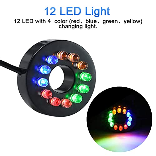 15W 1000L/H Submersible Fountain Water Pump with 12 Colorful LED Lights, Mushroom and Blossom Spray Head for Fountain,Pond,Outdoor Water Feature, Statuary Gardens,Aquarium Fish Tank
