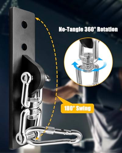 Ceiling Mounted Swing Hooks Rotate 360 Degrees | Heavy Bag Hanger for Punching Bags, Stainless Steel Swing Hangers for Gym Aerial Yoga Swing Chairs and Hammocks - style: Heavy Bag Hanger with Link Buckle