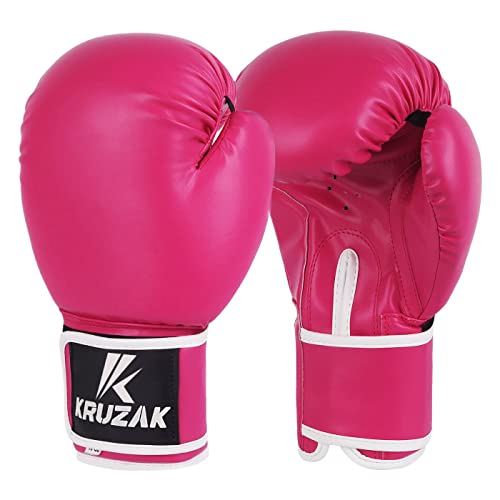 Kruzak Plain Boxing Gloves for Sparring, Kickboxing, Muay Thai, Martial Arts & MMA Fighting - Men & Women Punch Bag Mitts Training and Focus Pads Punching - color: Pink, size: 8 oz