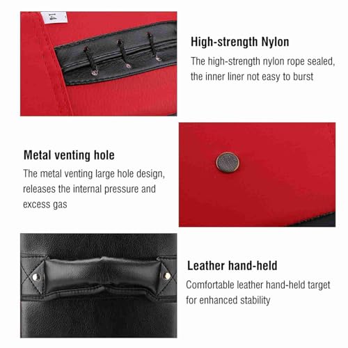 Ejoyous Kicking Pad Taekwondo Boxing Kicking Curve Pad Foot Target Kick Strike PU Leather Grip Bar Compression Band Metal Rings Hook Loop for Training - color: Red