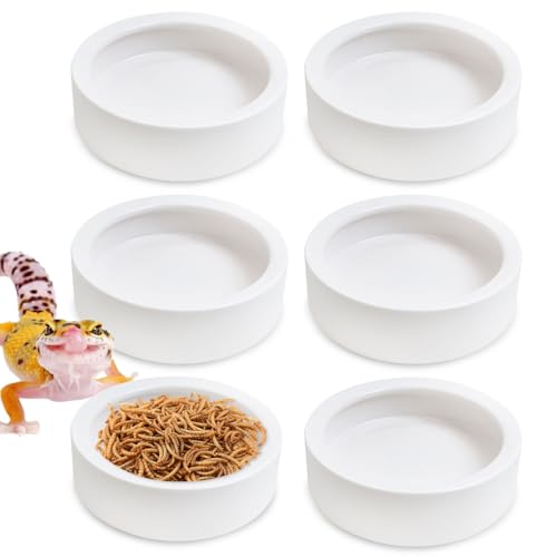 6 Pack Reptile Food Bowl, Mini Ceramic Water Feeder Bowl, Reptile Worm Feeding Dish for Lizard Turtle Bearded Dragon Anoles Crested Gecko Hermit Crab Leopard Gecko Chameleon Corn Snake - size: 6 Pcs 2.7 '' x 0.8 ''