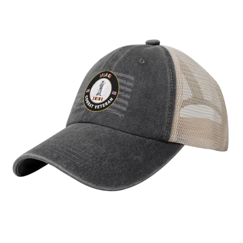 United States National Guard Iraq Combat Veteran Cowboy Hat Trucker Mesh Baseball Cap: Comfortable & Sturdy Headwear for Outdoor Black65