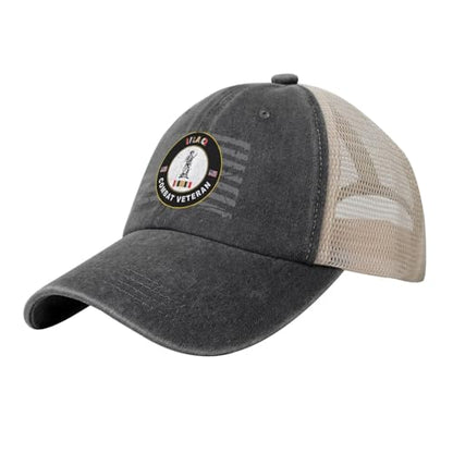 United States National Guard Iraq Combat Veteran Cowboy Hat Trucker Mesh Baseball Cap: Comfortable & Sturdy Headwear for Outdoor Black65